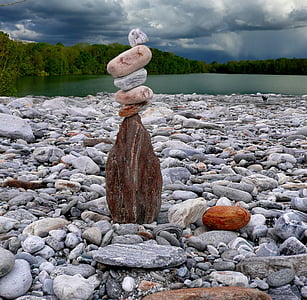 Cairn, weer stemming, Bank, landschap, natuur, Rock - object, steen - object