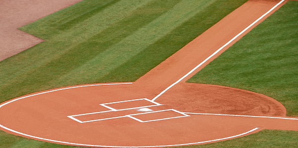 baseball, home plate, grass, game, field, ball, sport