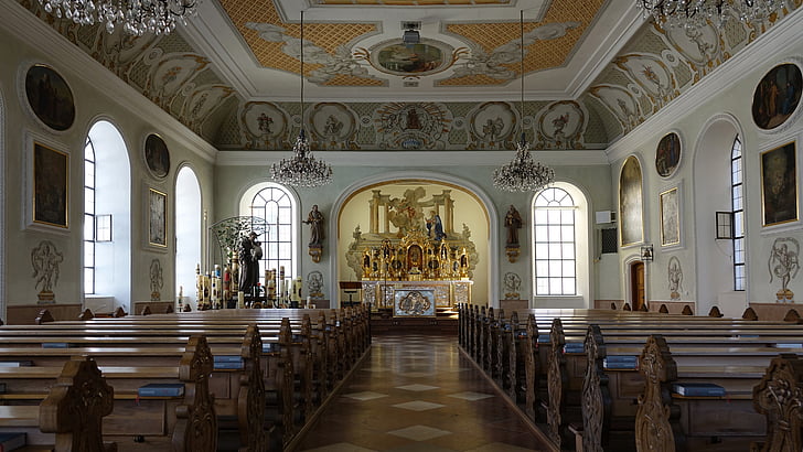 nave, Altötting, Católica, altar, bancos de igreja, locais de interesse, casa de adoração