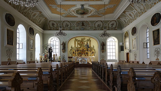 lađe, Altötting, katolički, oltar, crkvenim klupama, mjesta od interesa, vjerski objekt