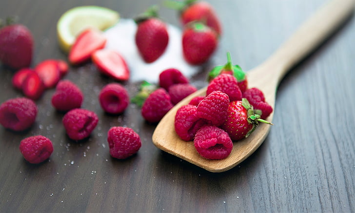 fruit, red, raspberry, vitamins, dietetic, berries, power