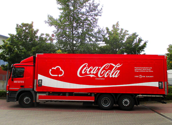 Coca cola, közlekedés, Németország, piros, limonádé, teherautó