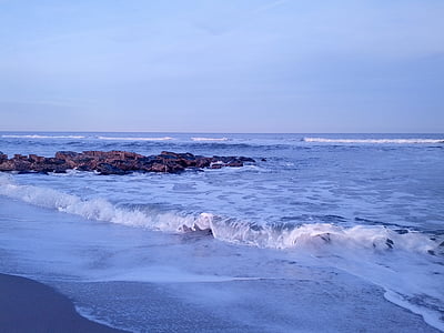 океан, пляж, берег, воды, песок, небо, релаксация
