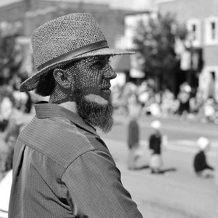 Amish, muž, oblečení, venkova, muž, shipshewana, Indiana