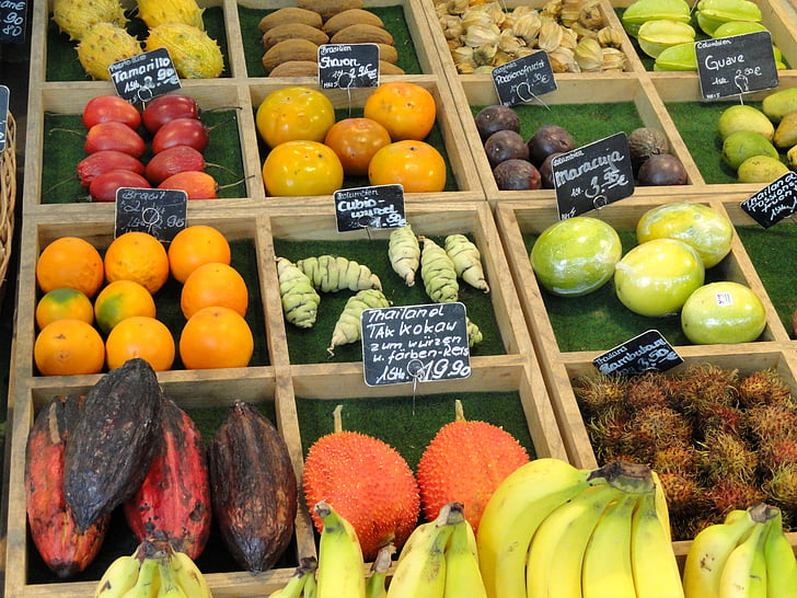 voće, tržište, poljoprivrednici, svježe, povrća, zrela, razne