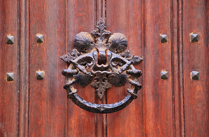 pintu, pintu depan, pintu masuk rumah, masukan, kayu, logam pas, gandum
