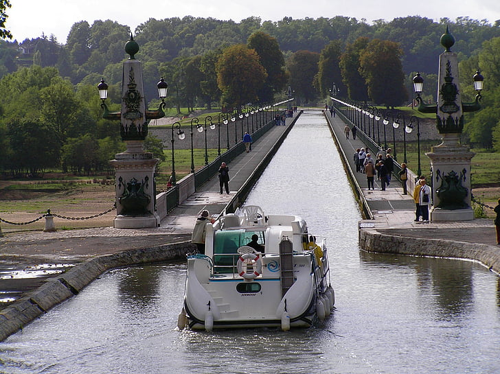 Boot, kanal, färja, transport, vattenkanal, Frankrike, bron över floden