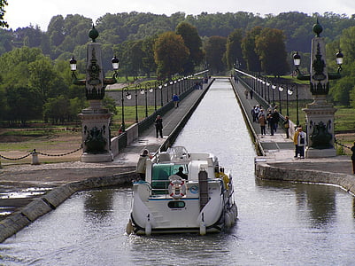 Boot, Kanal, Fähre, Transport, Wasserkanal, Frankreich, Fluss-Brücke
