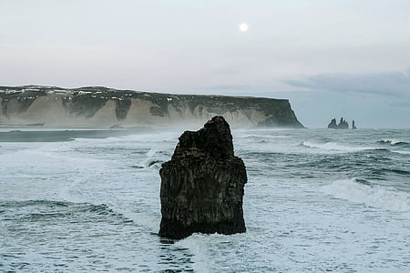 Izland, hegyek, szikla, tenger, óceán, víz, rock