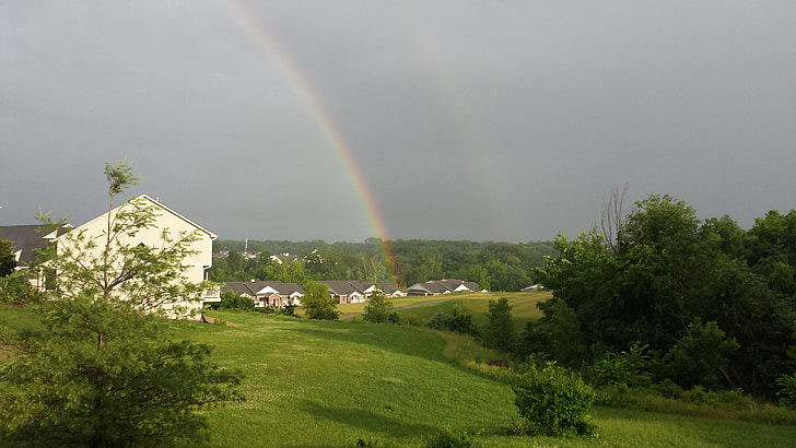 arco-íris, arco-íris duplos, depois da chuva, natureza