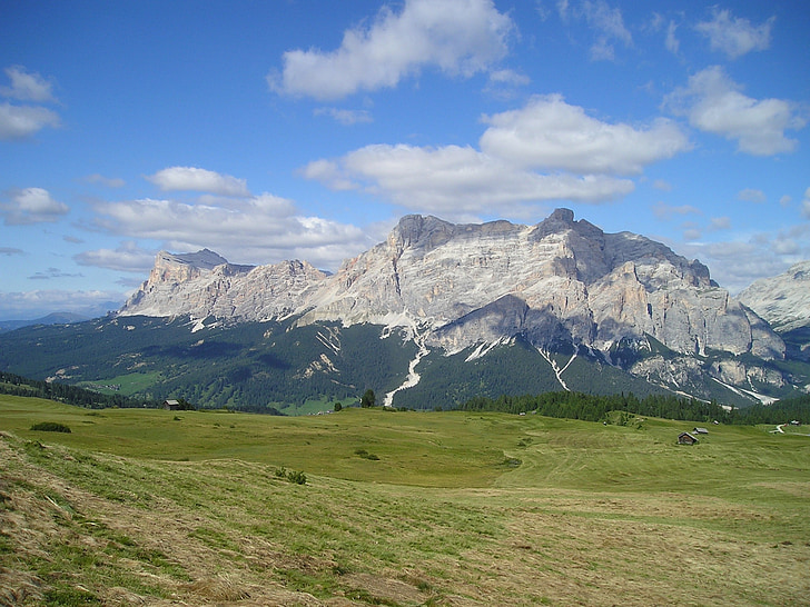 heiligkreuzkofel, kreuzkofelgruppe, Dolomites, Meadow rumput, Panorama, pegunungan, Alpine