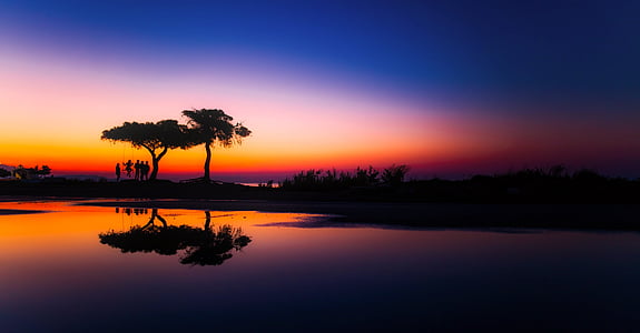 Grecia, panorama, puesta de sol, al atardecer, hermosa, Lago, agua