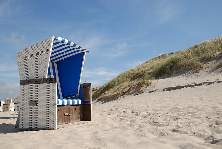 плажен стол, Sylt, плаж, клубове, море, небе, пясък плаж