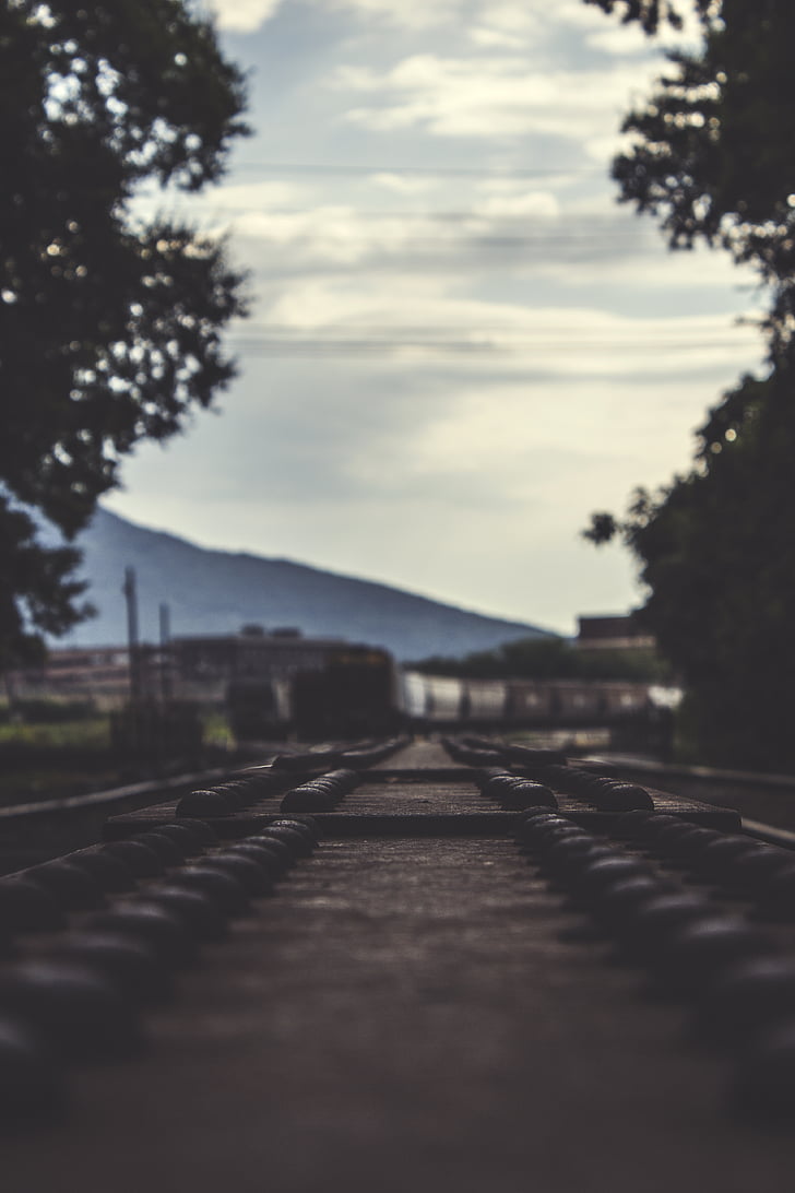 infrastructure, outdoors, perspective, rail, railroad, railway, track