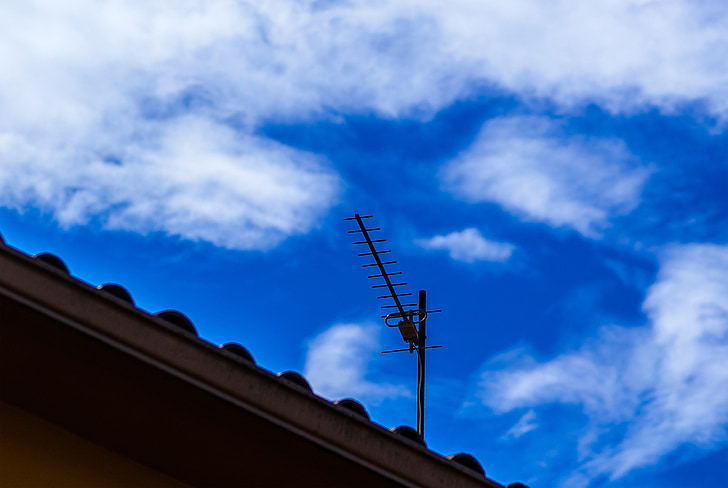 antenna, telecommunications, technology, signal, tv, communication, blue sky
