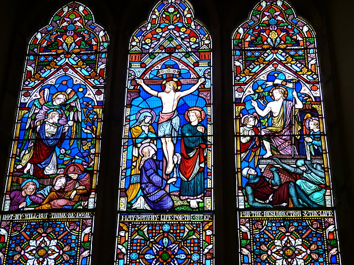 kyrkans fönster, kyrkan, England, bild, kristendomen, fönster, konst