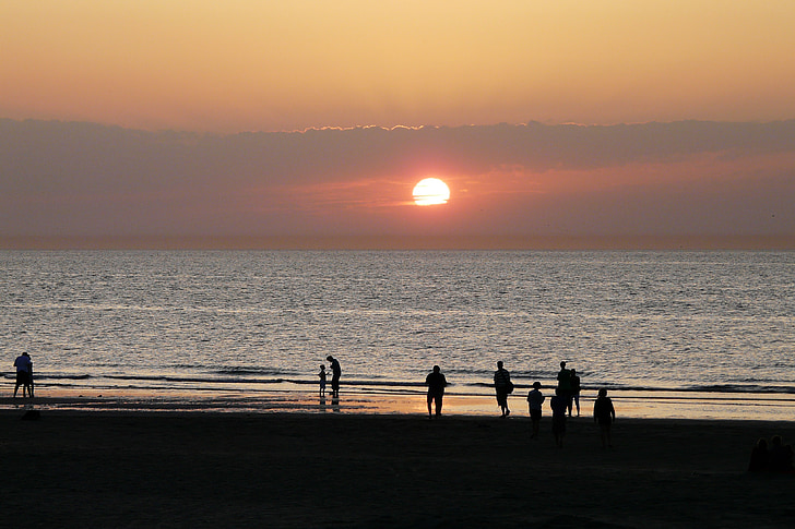 mar, pôr do sol, praia, água, Lago