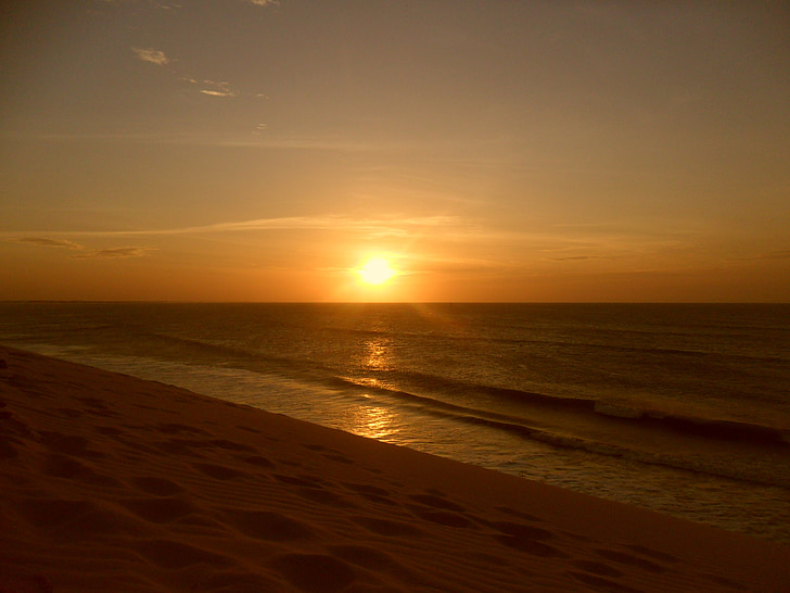 jijoca de jericoacoara, havet, solen, horisonten, Sunset, Beach, sand
