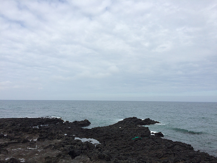 Jeju Adası, Deniz, plaj, Jeju Adası Deniz fotoğraf, dalgalar, gökyüzü, ada