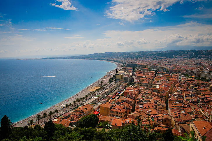 Niça, cobertes, l'estiu, Côte d ' azur, França, vista sobre la ciutat, Mediterrània