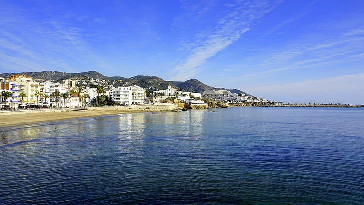 Sitges, Plaża, Gold coast, piasek, morze, Barcelona, wody