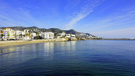Sitges, Pantai, Gold coast, pasir, laut, Barcelona, air