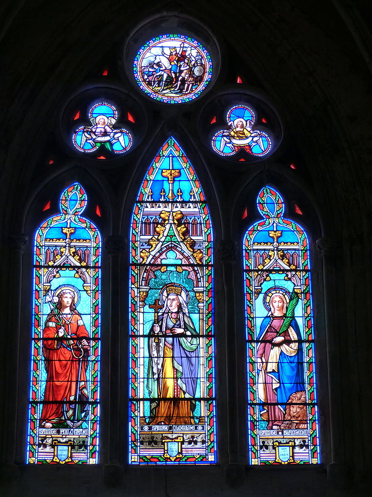 Iglesia, ventana, ventana de iglesia, gótico, históricamente, Vienne, Francia