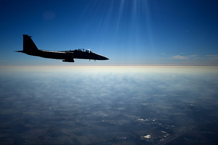 ons luchtmacht, f-15e, Strike eagle, vliegtuigen, Jet, Fighter, hemel