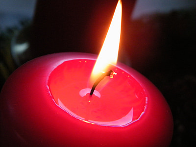 svíčka, červená, vosk, vosková svíčka, teplo, plamen
