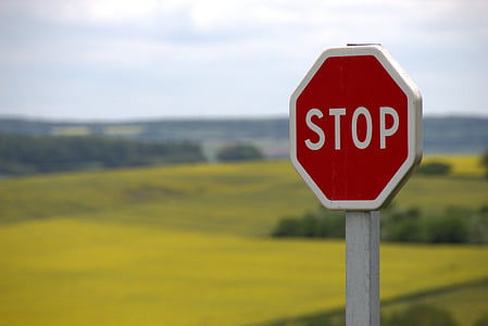 Stop, schild, verkeersbord, aandacht, straatnaambord, warnschild, weg