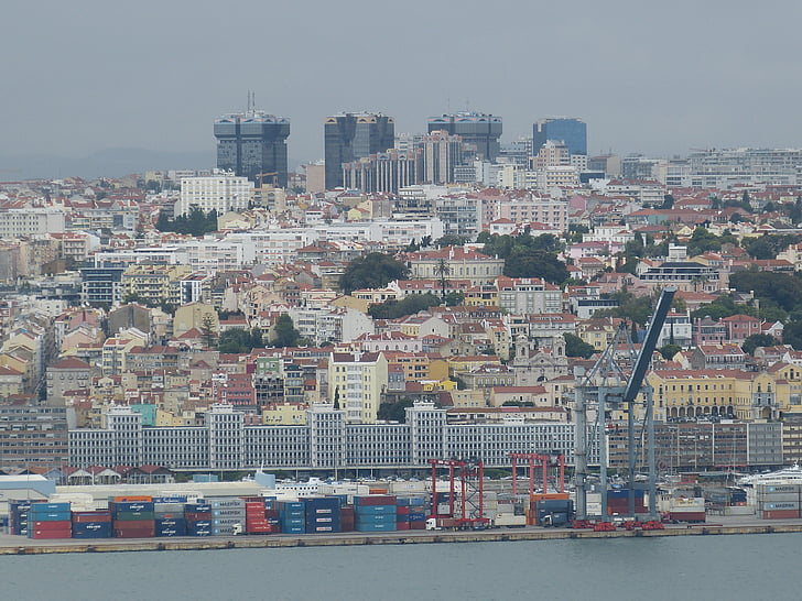 Lisabon, Portugal, Tejo, Rijeka, povijesno, luka, kontejner