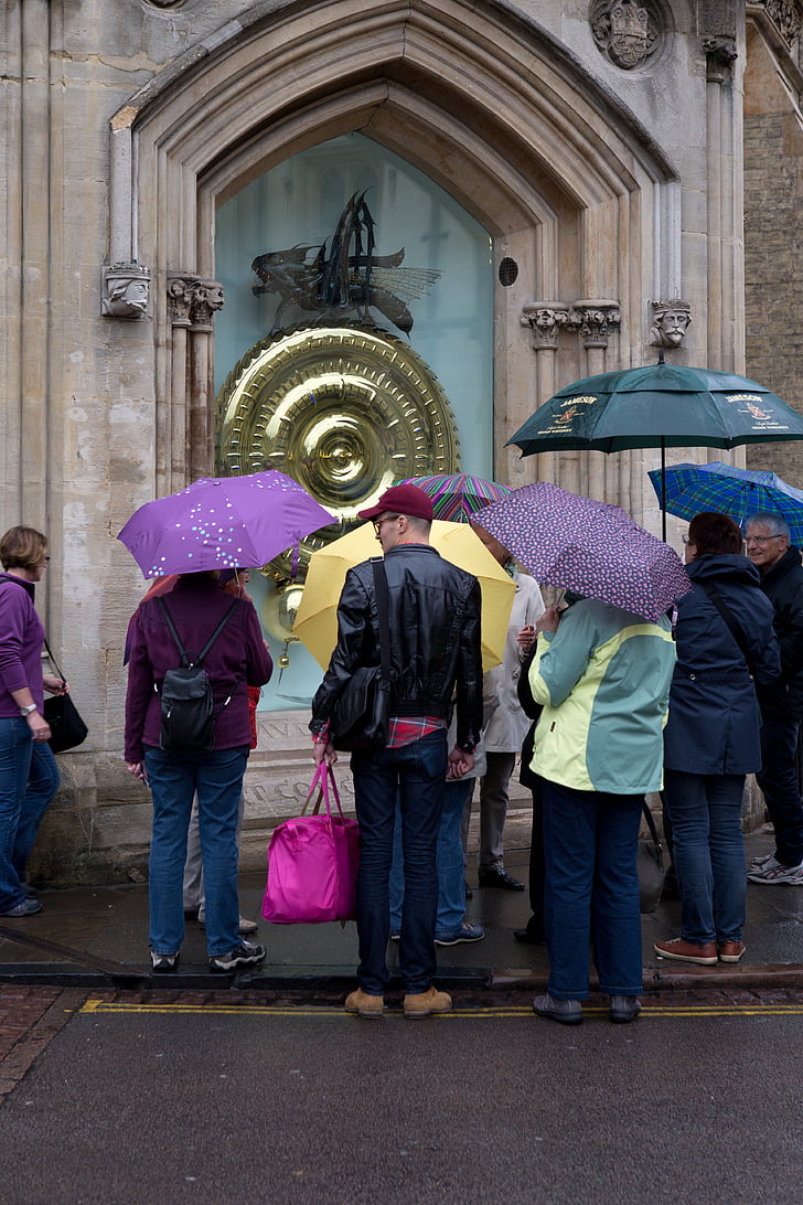 dáždniky, dážď, Cambridge, Cambridgeshire, Univerzita, mesto
