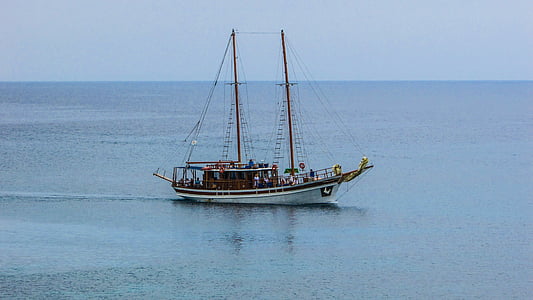 Chipre, Cavo greko, mar, barco, paisaje marino, Turismo, ocio