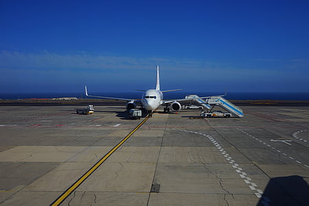avión, Aeropuerto, aviones de pasajeros, plano del recorrido, línea aérea, Pasarela, Tenerife Sur