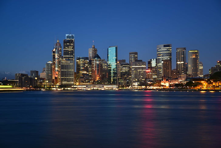 Sydney, Port, Port, horitzó, paisatge urbà, l'aigua, blau