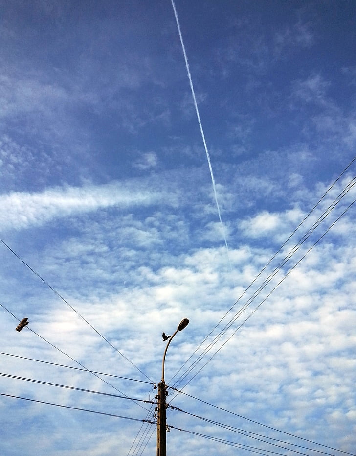 sky, wires, energetics, pole, emptiness