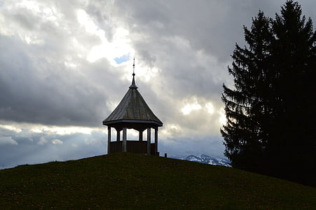pavilon, mraky, Hill, Hora, Allgäu