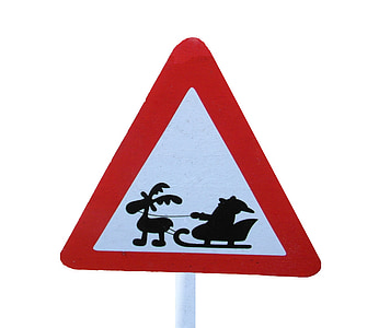 Санта-Клаус, щит, Северный олень, слайд, внимание, Дорожный знак