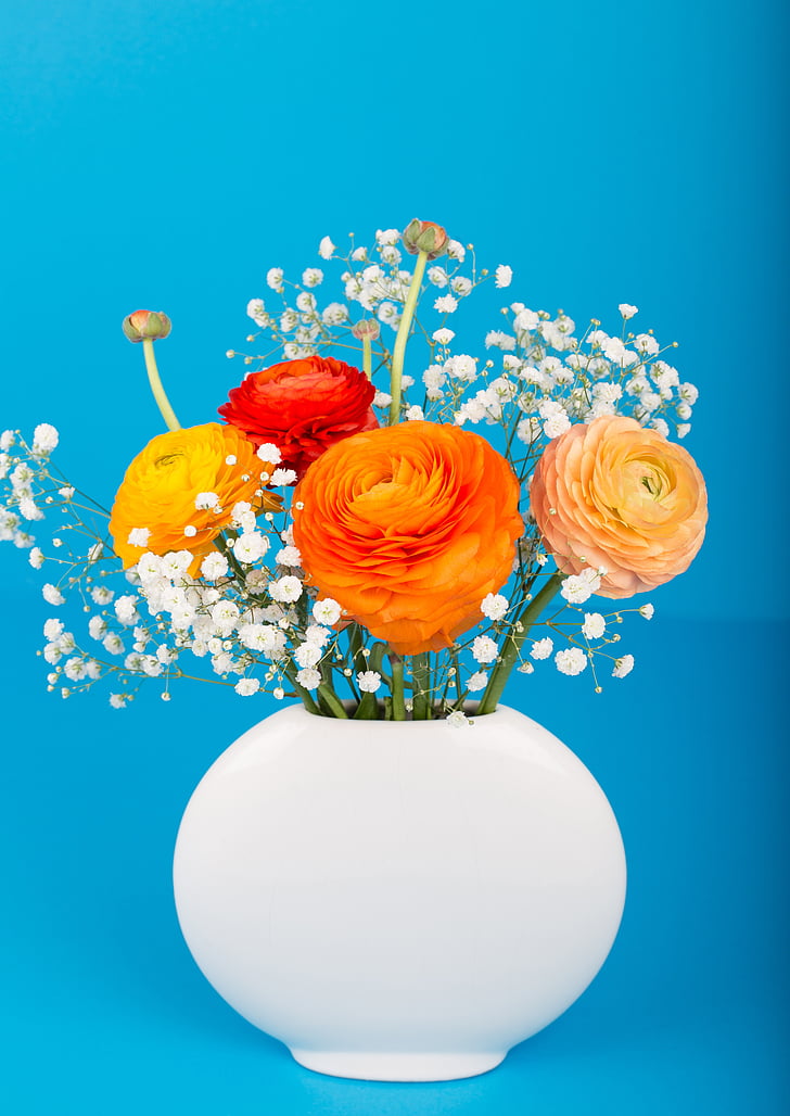 flower, ranunculus, flower vase, bouquet, spring, colorful, easter