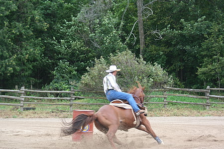 cowboy, rodeo, barrel racing, western, cowboy hat, ranch, horse
