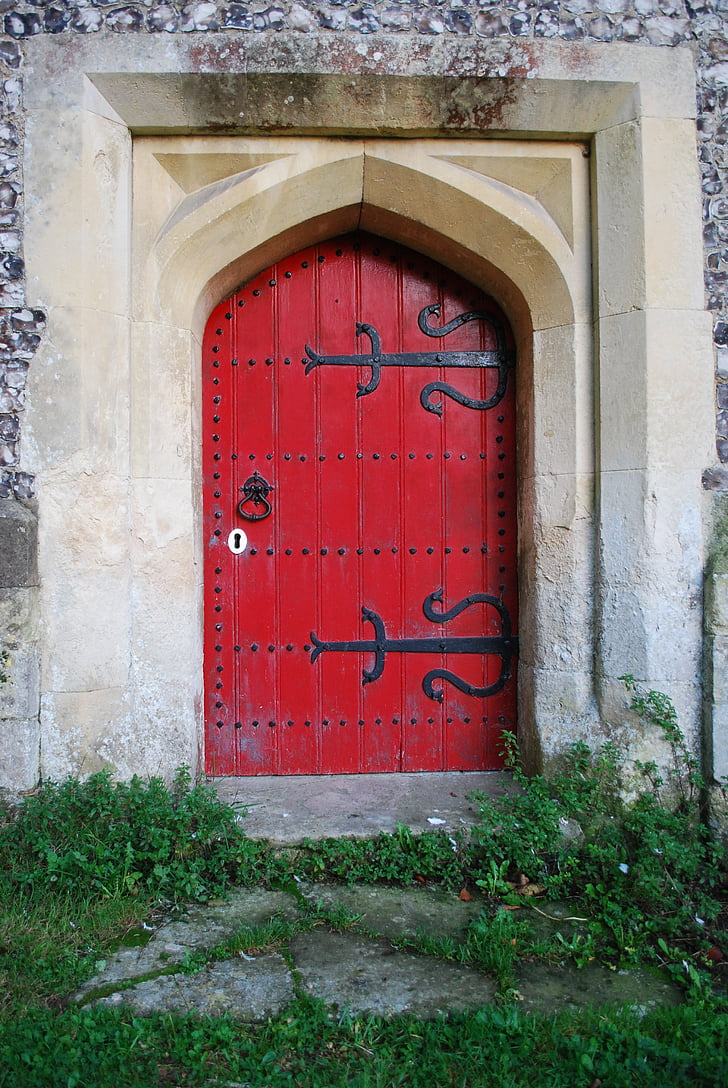 døren, kirke, gamle, arkitektur, indgang, religion, døråbning