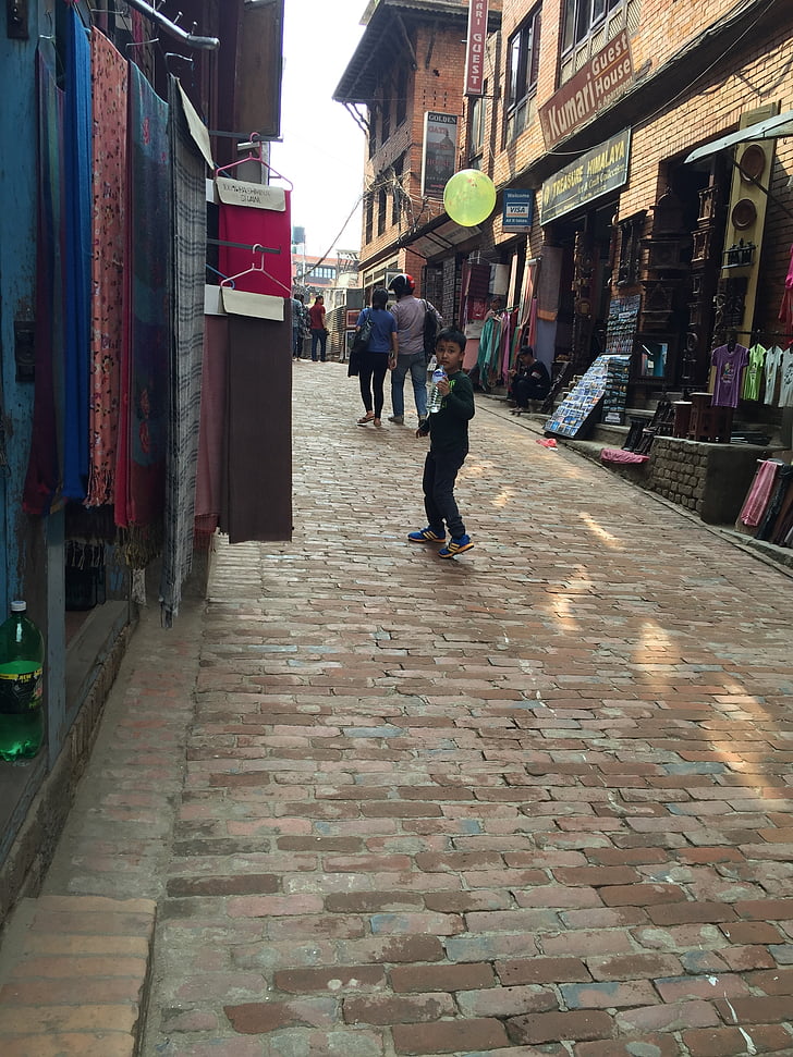 ballon, barndom, Nepal, Street, butik, Urban scene, arkitektur