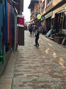 balon, otroštvo, Nepal, ulica, trgovina, urbano prizorišče, arhitektura