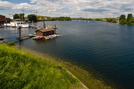 Mannheim, Rin, Old Rin, Râul Rin, peisaj, Casa cu barca