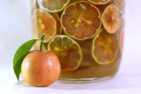 Rosa citron, citron, honung, mat, skiva, ekologisk