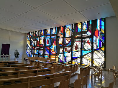 vöcklabruck, stklara, chapel, glass window, church, house of worship, light effect
