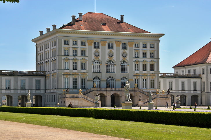 Château, Nymphenburg, Munich, Château nymphenburg, Bavière, Parc, eau
