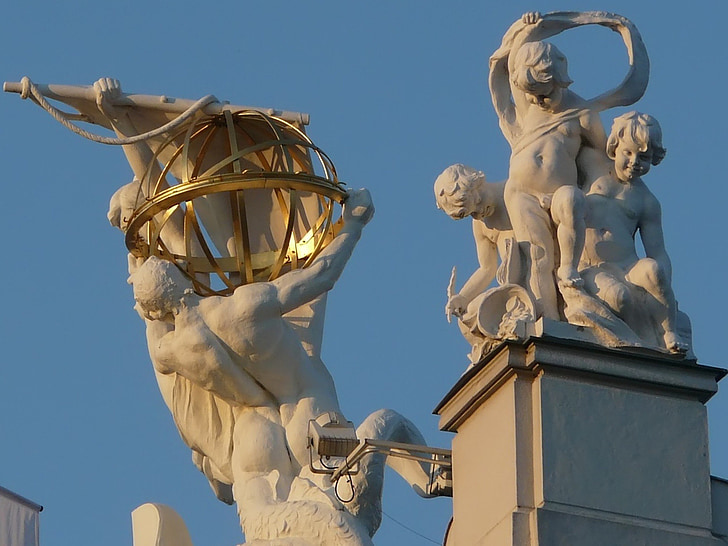 morning light, architecture, first figures, vienna