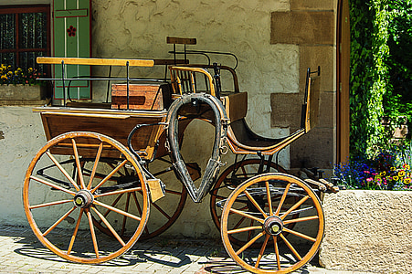 hästdragen vagn, trä, nostalgi, historiskt sett, grimma