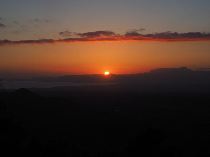 Baie de palma, Palma, coucher de soleil, disque solaire, boule de feu, Dim, heure du soir
